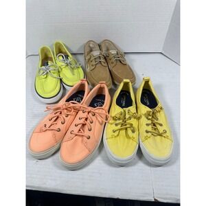 Sperry Top-Sider Womens 8M Boat Shoes Sneakers Bundle 4 Tan Green Peach Yellow